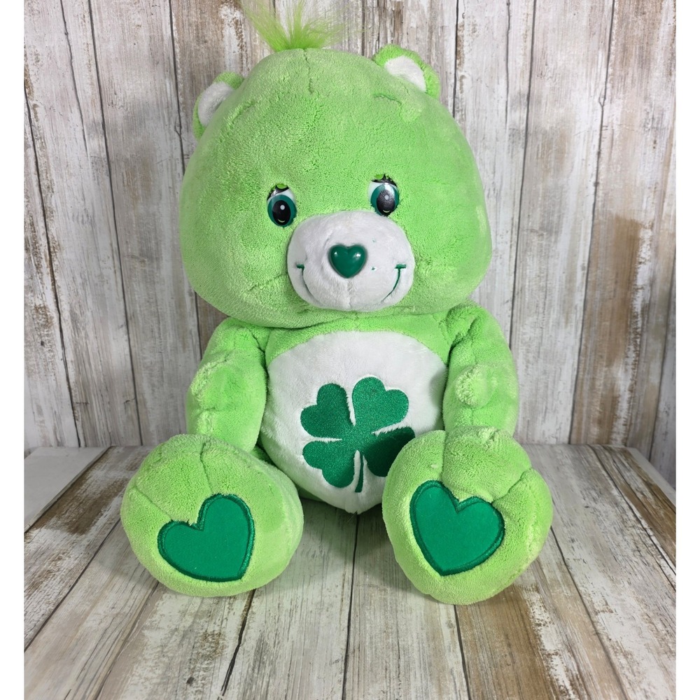 Care Bears Good Luck Bear Plush 2006 Large 25 Inch Green Four Leaf Clover Toy